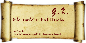 Gáspár Kalliszta névjegykártya